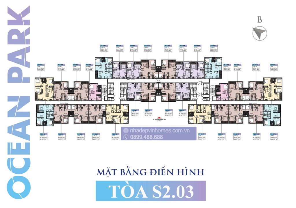 Mặt bằng tòa S2.03 Vinhomes Ocean Park Gia Lâm