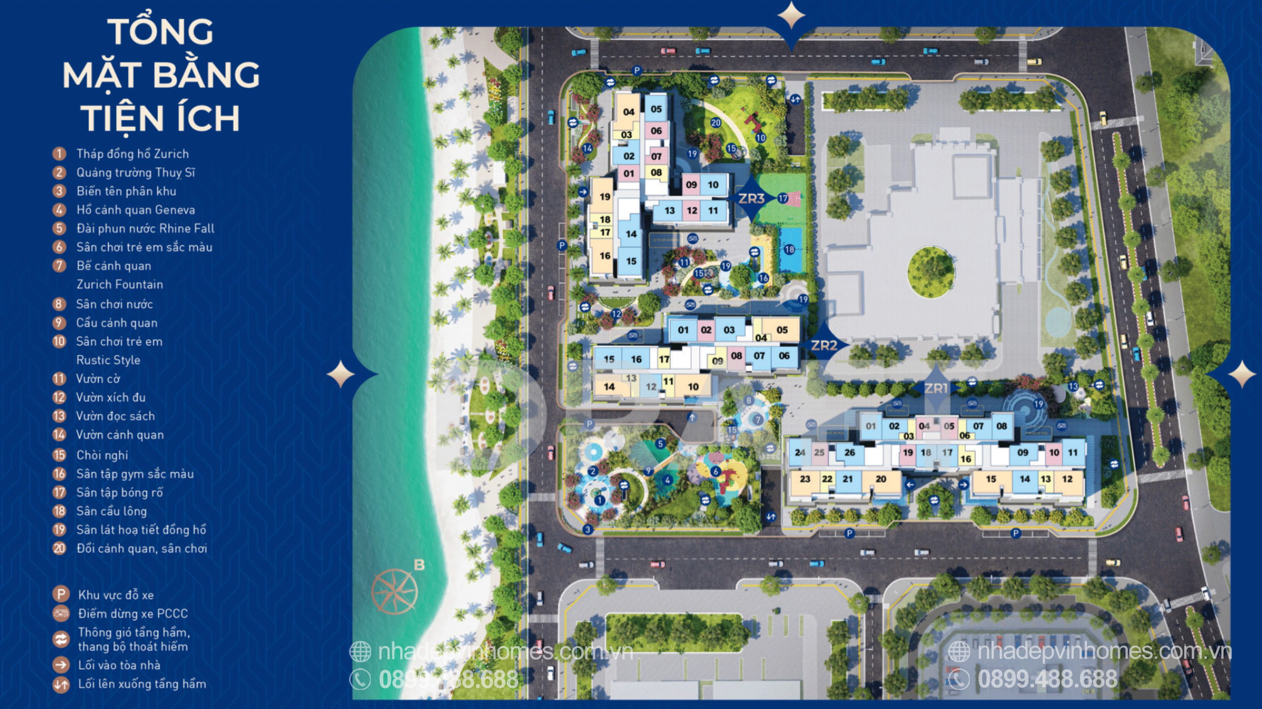 Tổng mặt bằng tiện ích Zurich Vinhomes Ocean Park